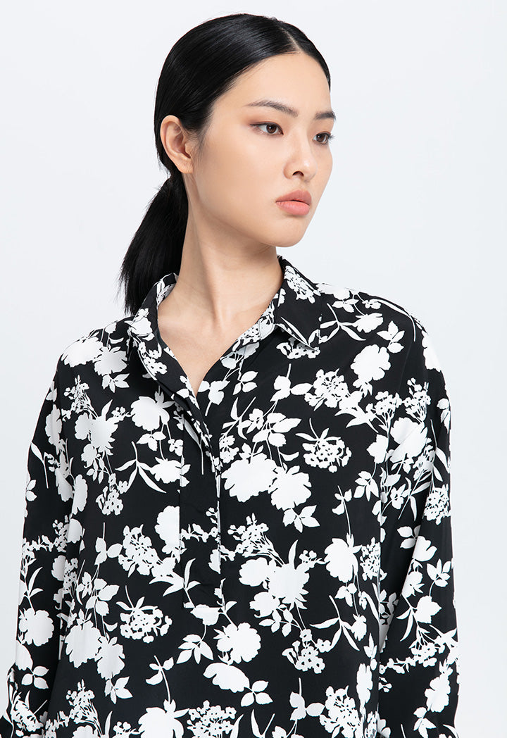 Contrasting Floral Print Blouse