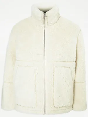 Cream Borg Jacket for Women at ASDA