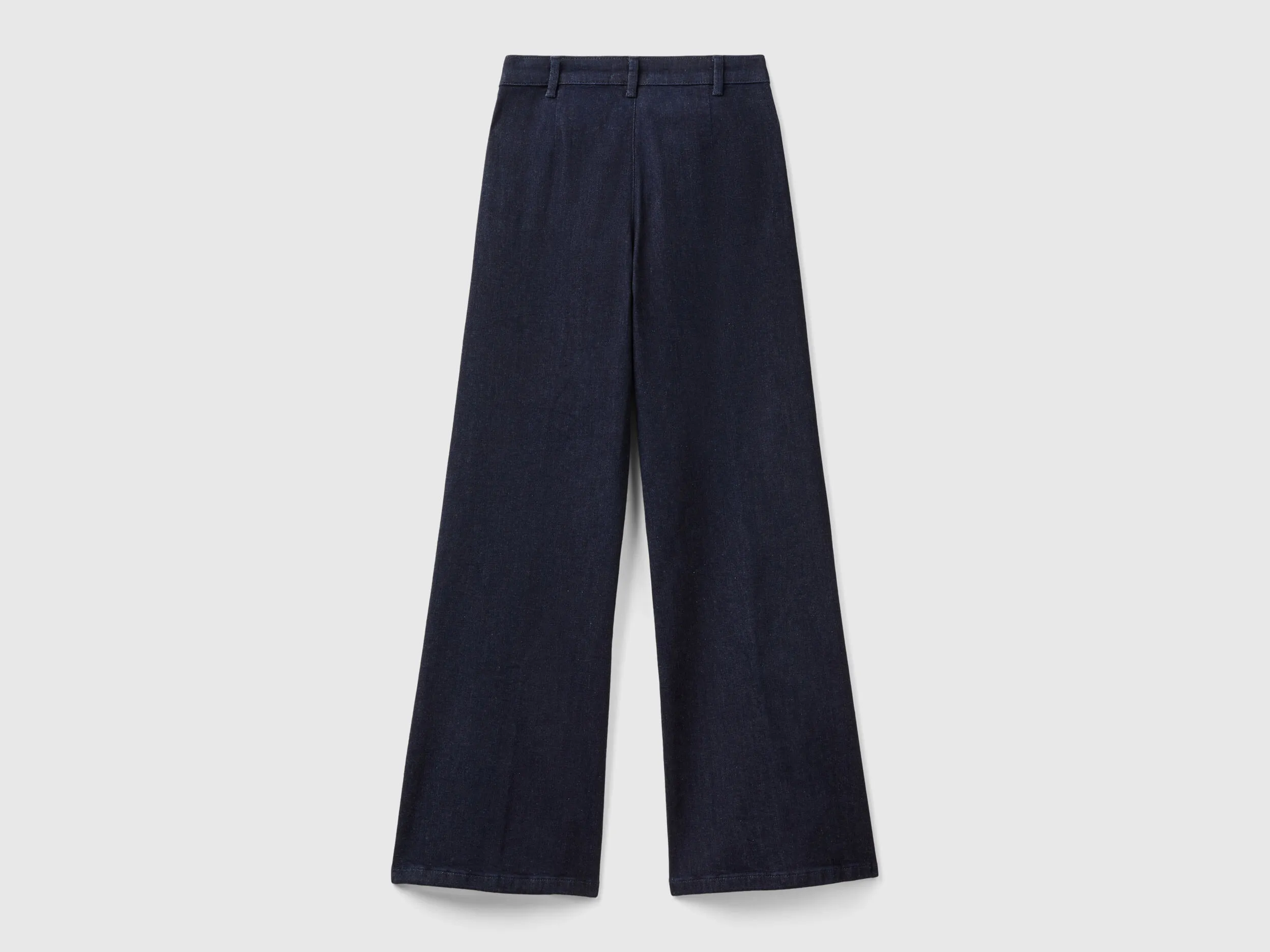 Dark Blue Flared Jeans with Zip by Benetton