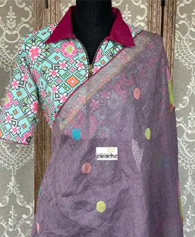 Mint Blue Designer Blouse with Print