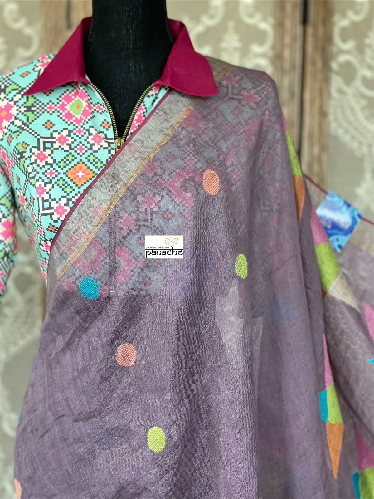 Mint Blue Designer Blouse with Print