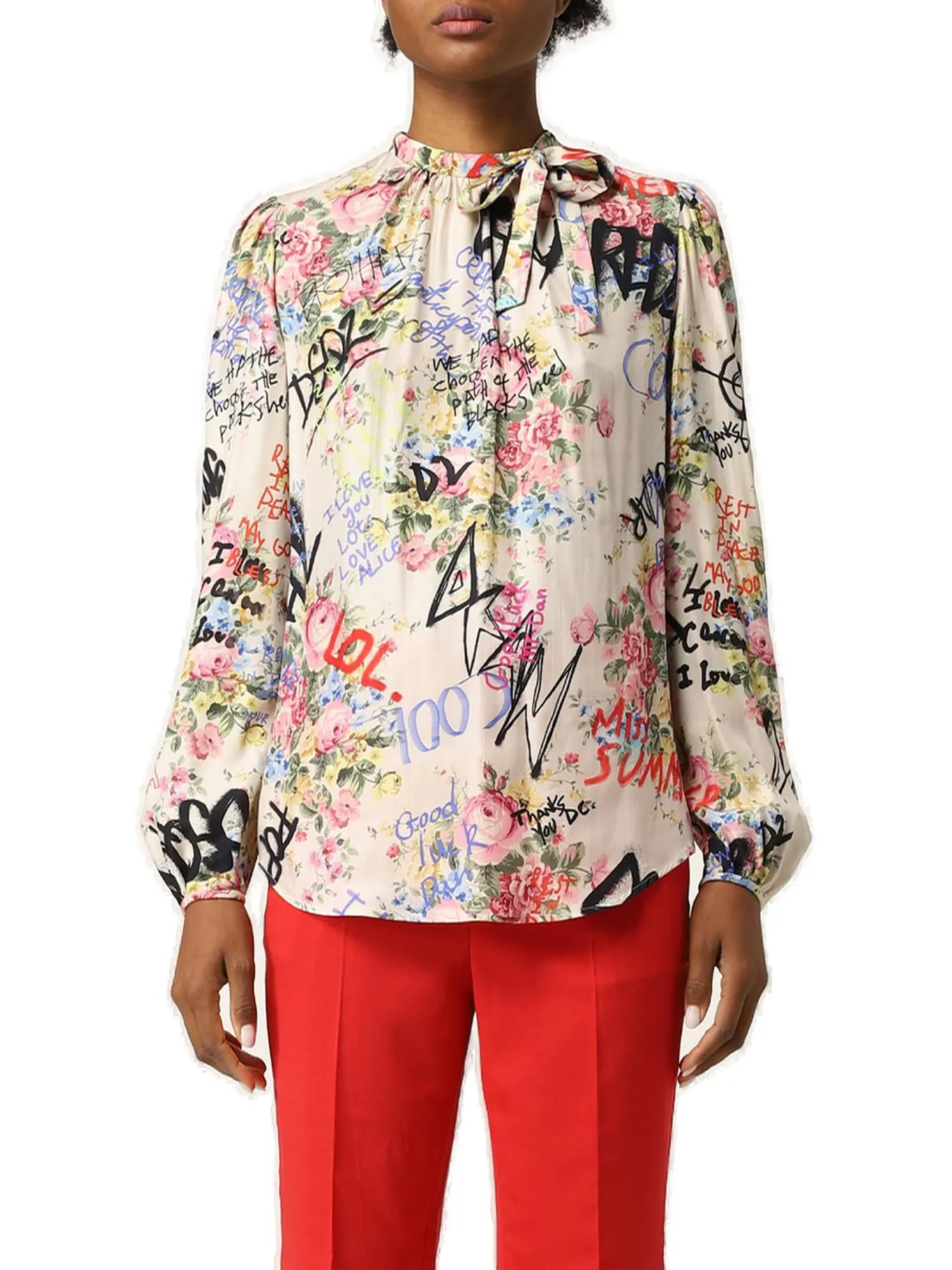 Dsquared2 Floral Graffiti Long Sleeve Blouse