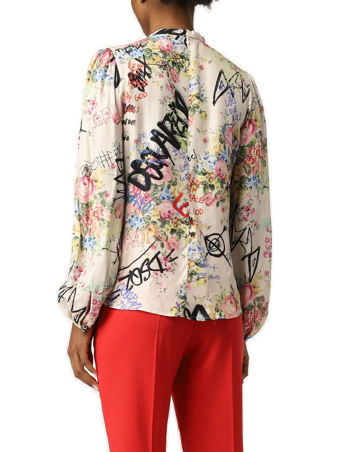 Dsquared2 Floral Graffiti Long Sleeve Blouse