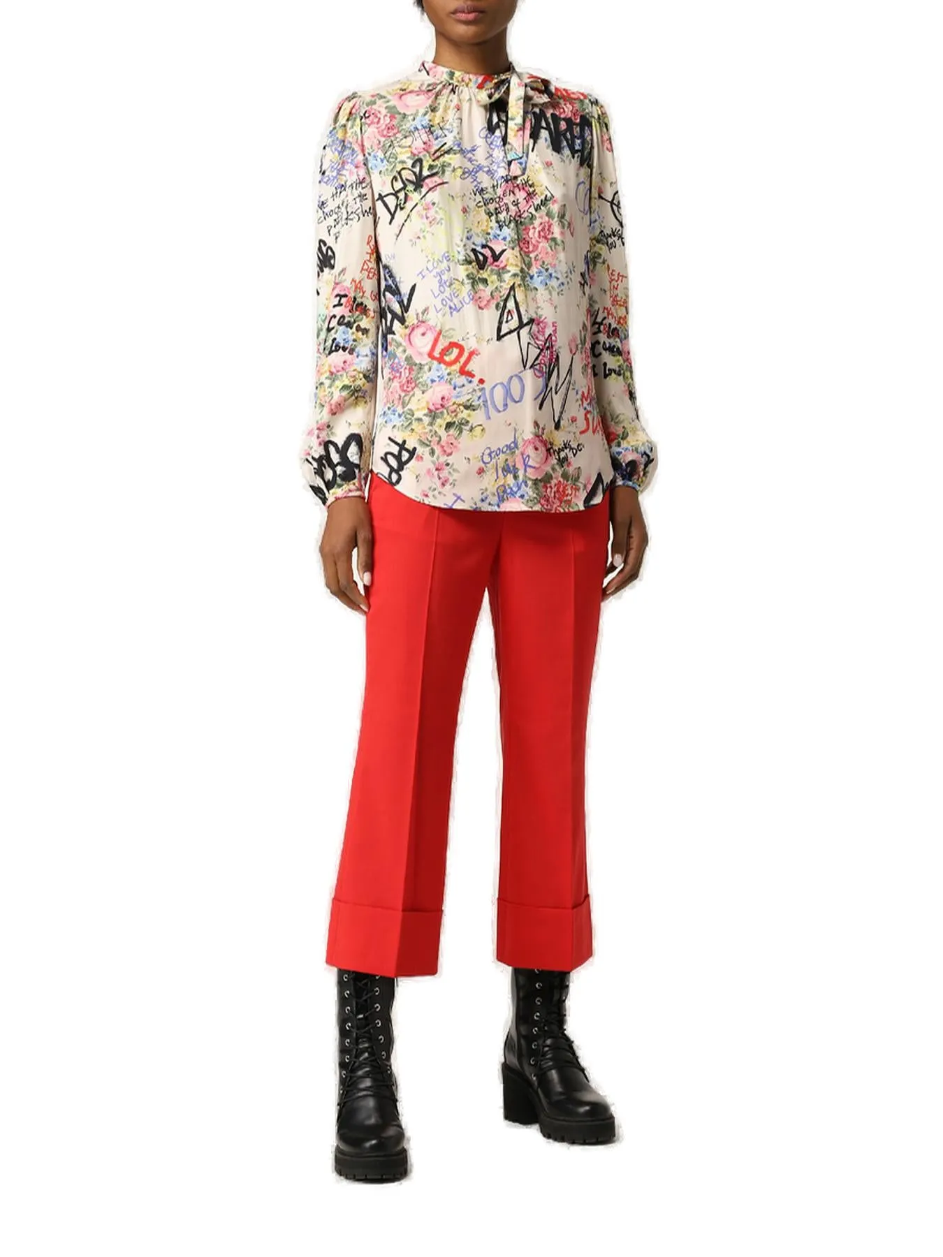 Dsquared2 Floral Graffiti Long Sleeve Blouse