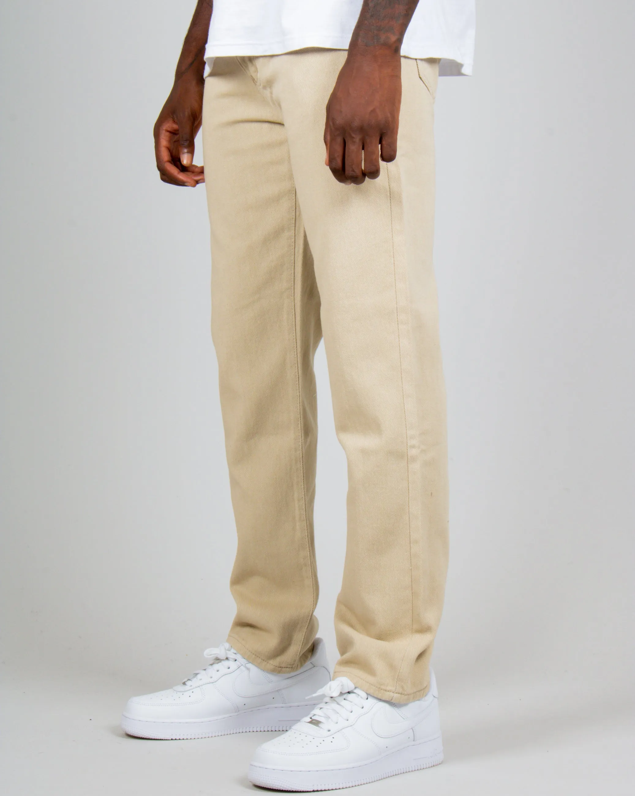 Ecru Straight Leg Jeans