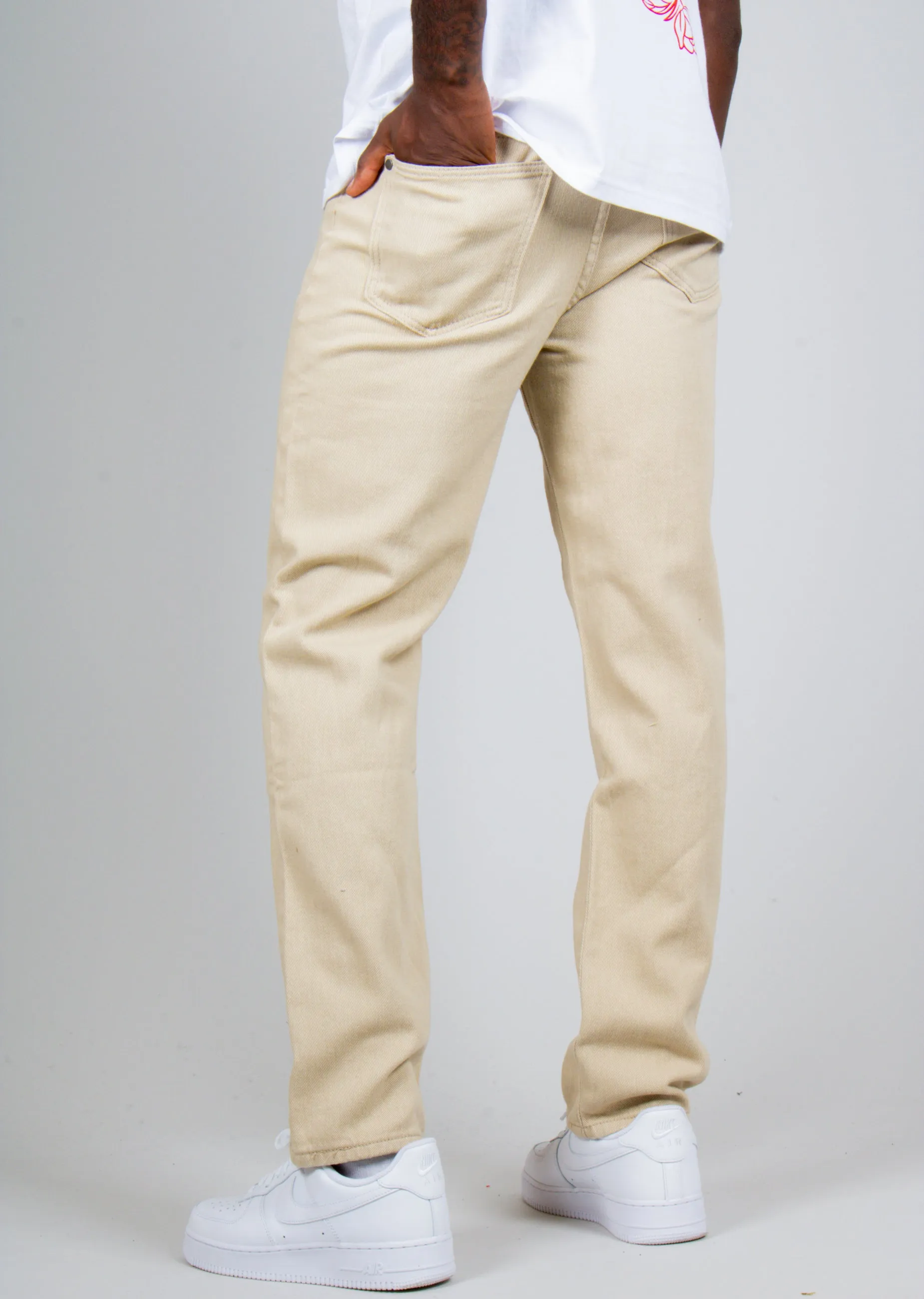 Ecru Straight Leg Jeans