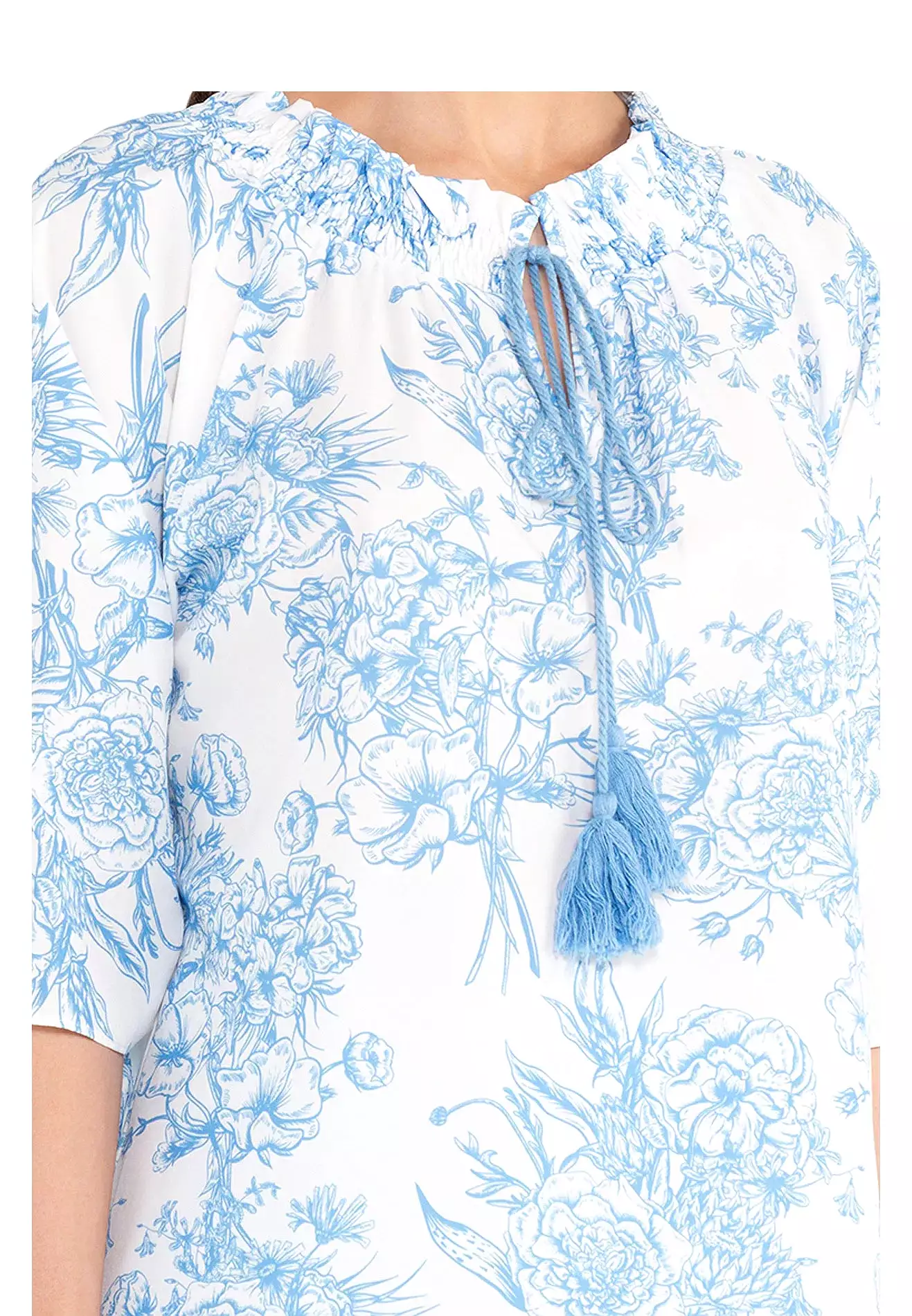 ELLE Ribbon Floral Printed Blouse