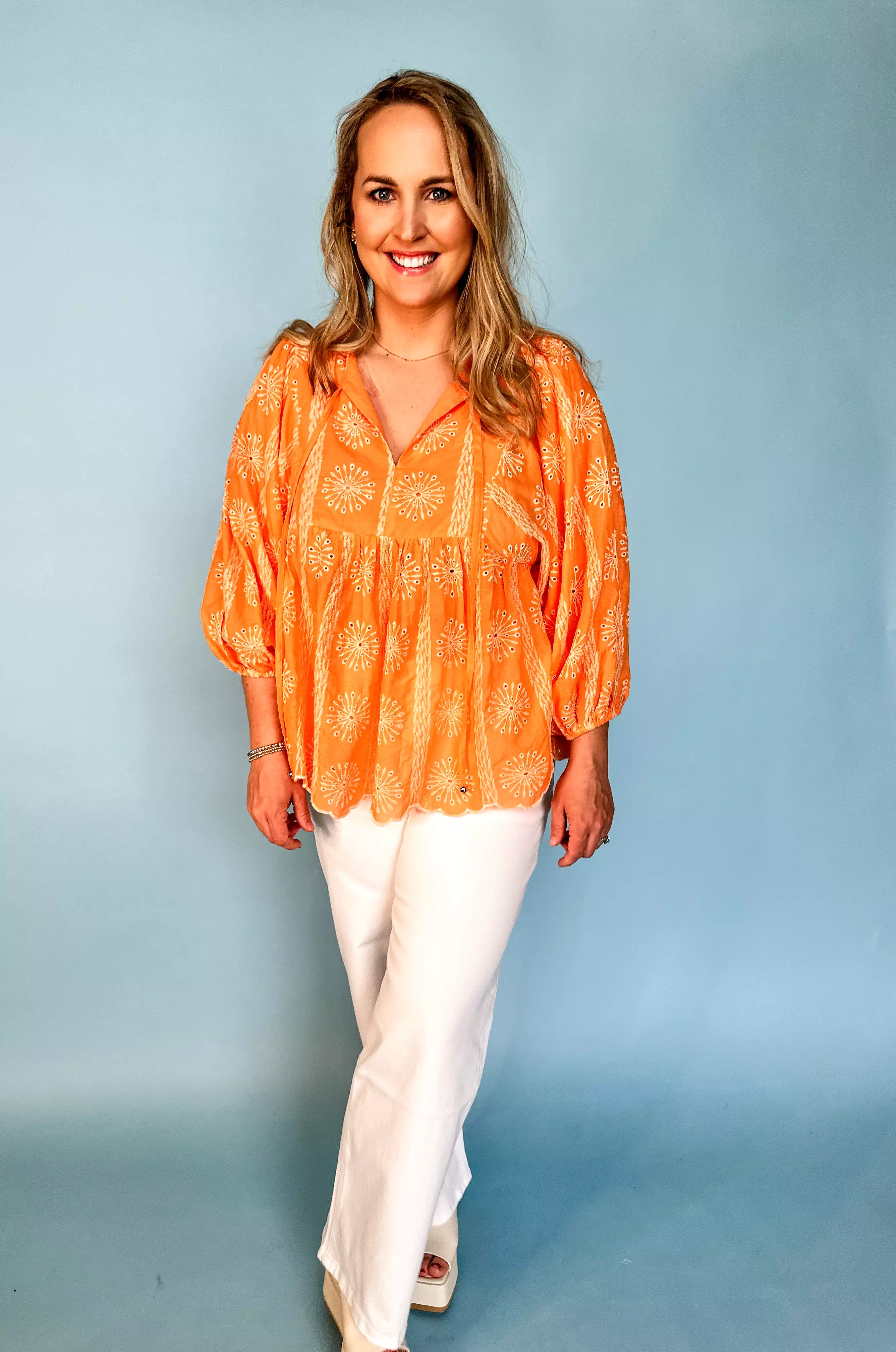 Embroidered Blouse - APRICOT Color