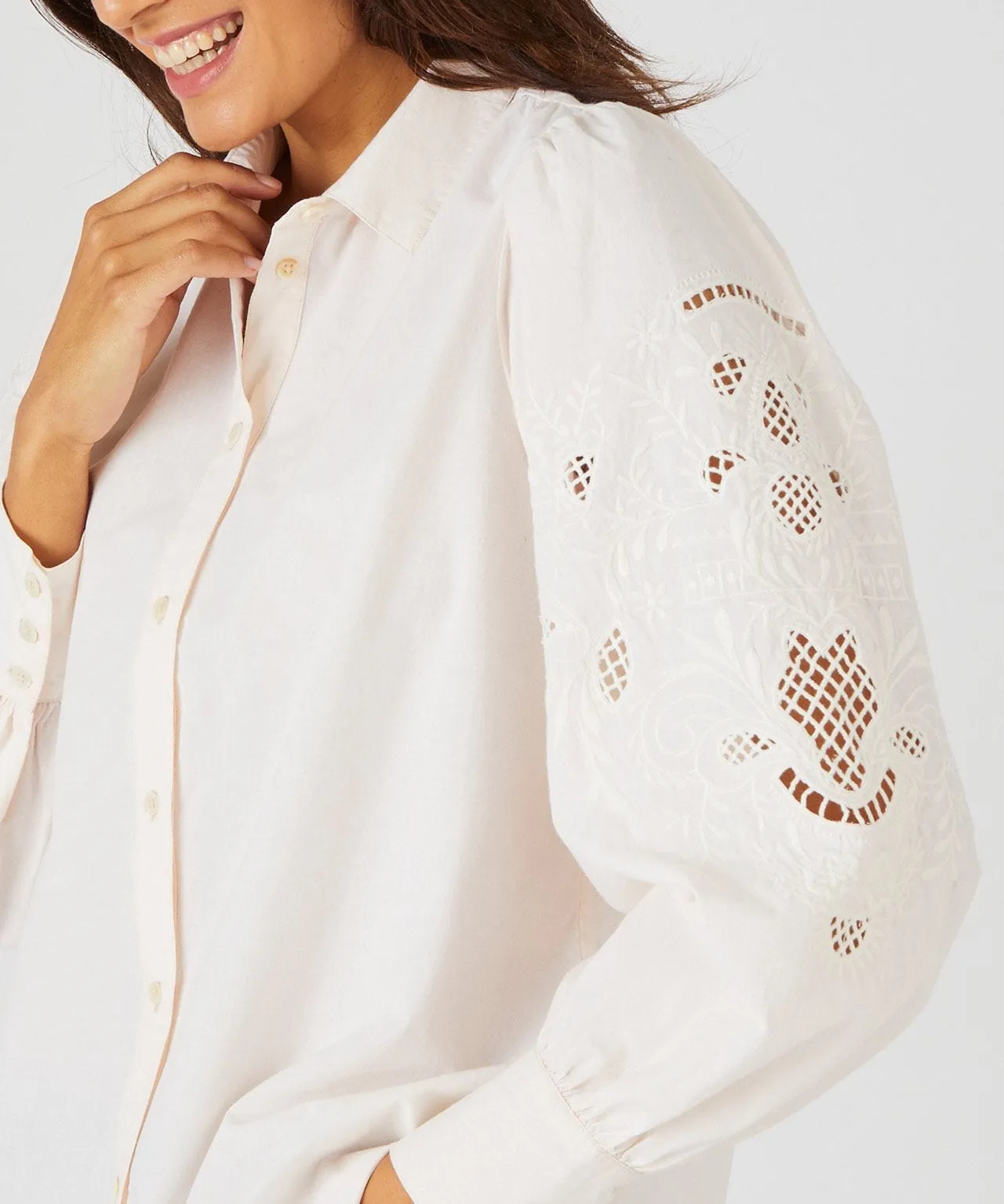 Embroidered Button Blouse