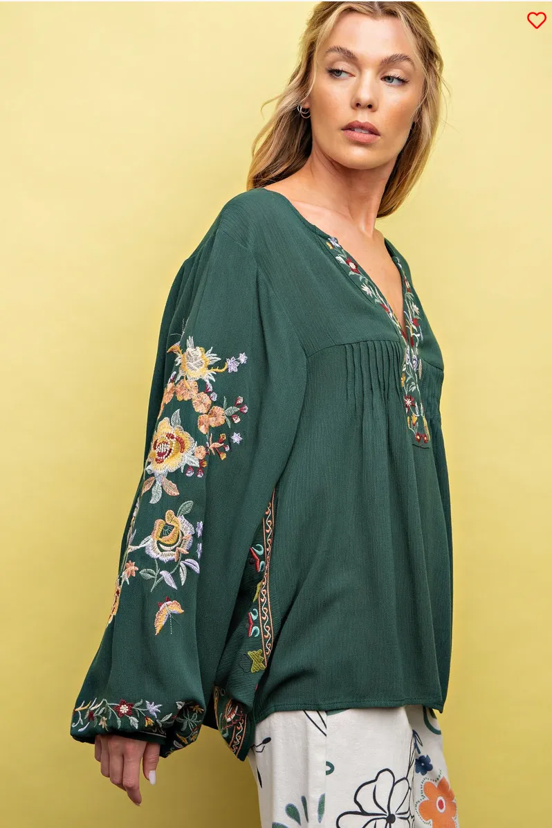 Floral Embroidered Blouse for Women