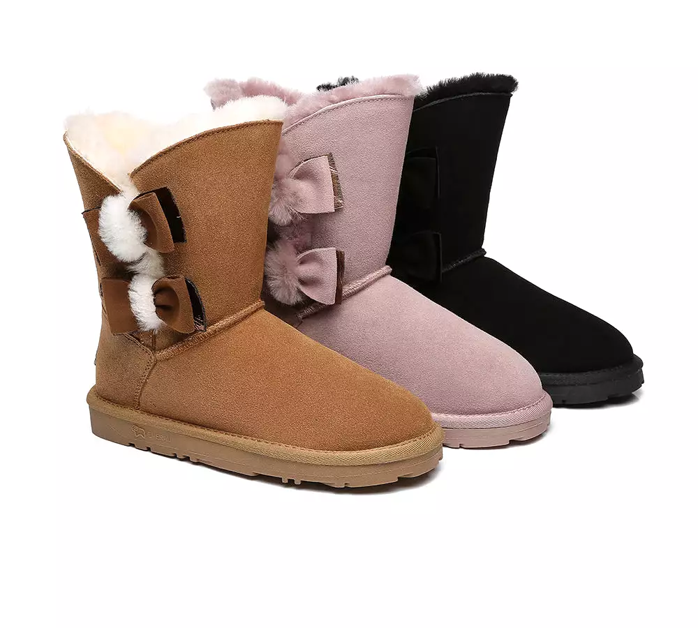 Everau Sheepskin Women's Eira Double Bow Boots