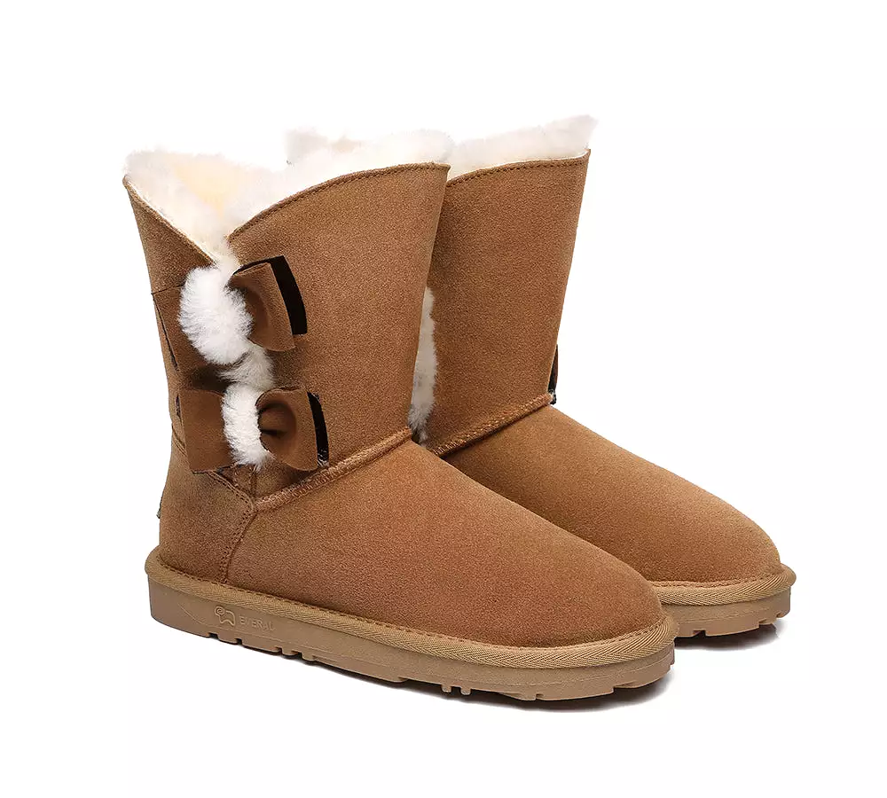 Everau Sheepskin Women's Eira Double Bow Boots