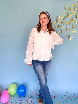 Floral Embroidered White Blouse