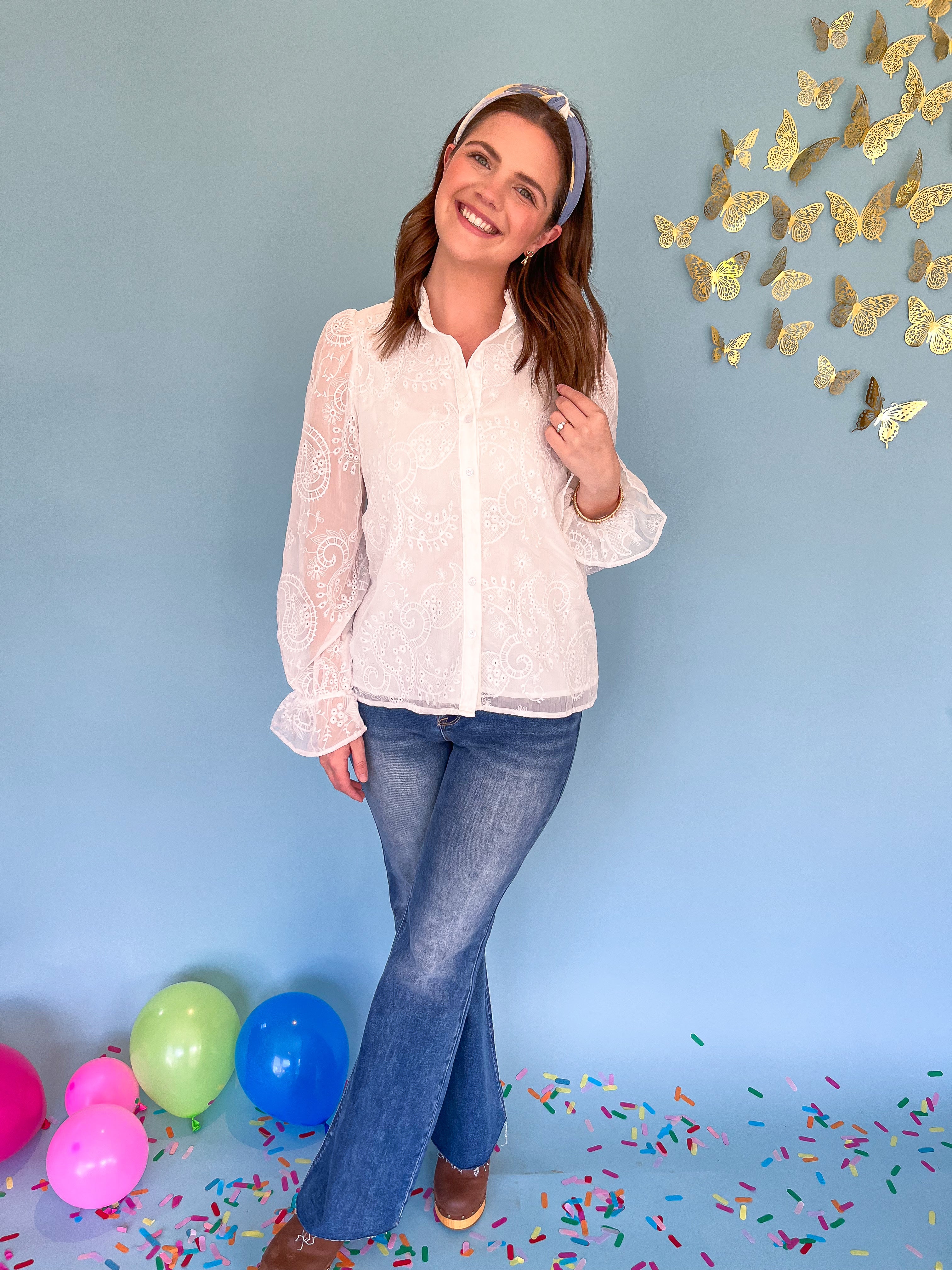 Floral Embroidered White Blouse