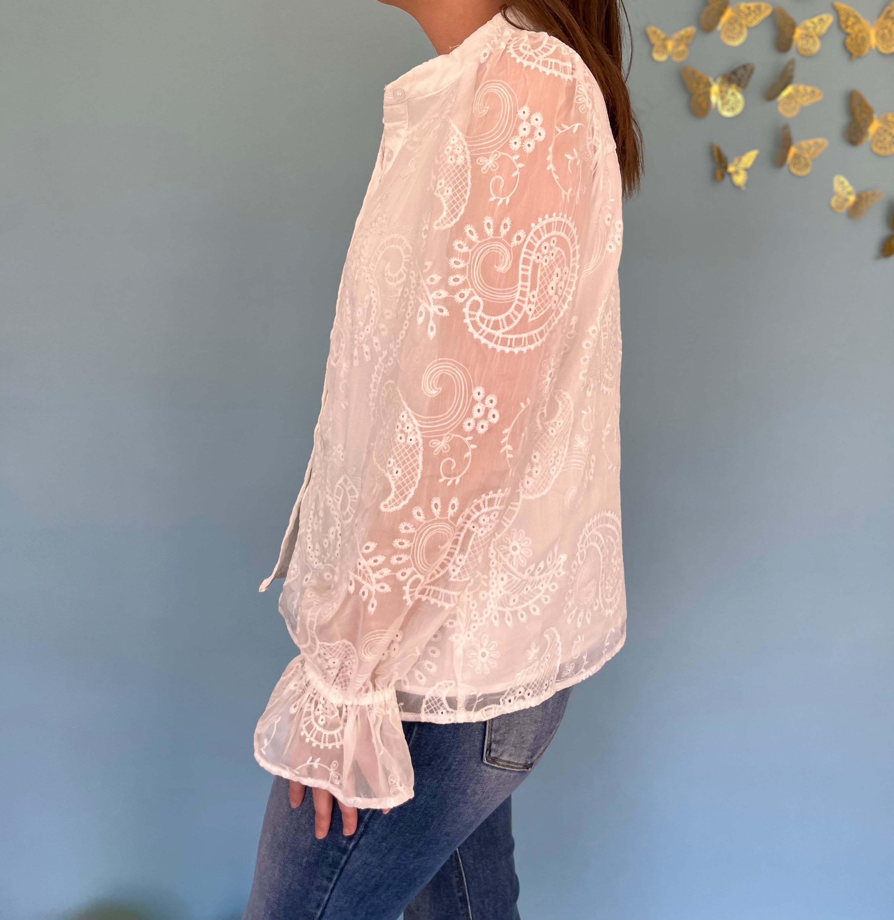 Floral Embroidered White Blouse