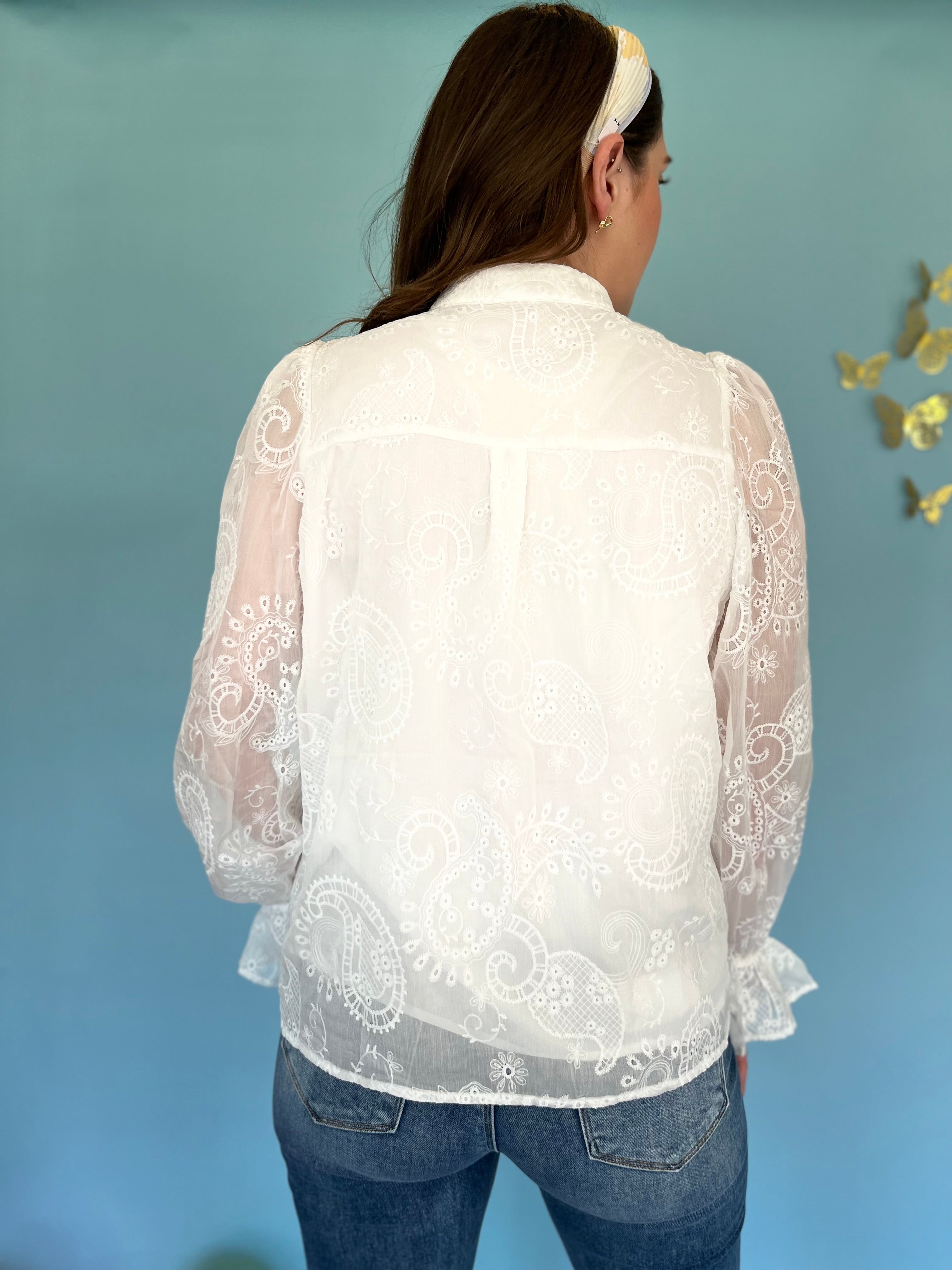 Floral Embroidered White Blouse