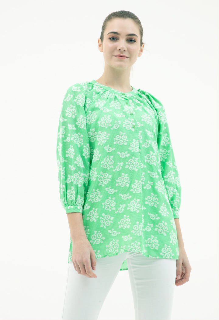 Flower Pattern Embroidered Top