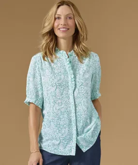 Frill Front Printed Blouse