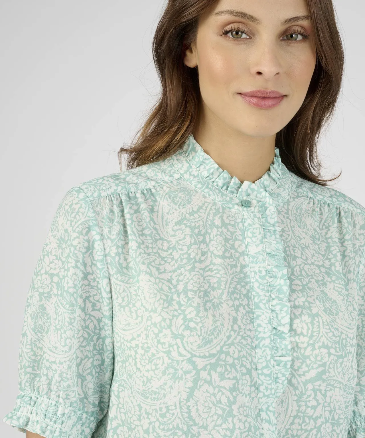 Frill Front Printed Blouse