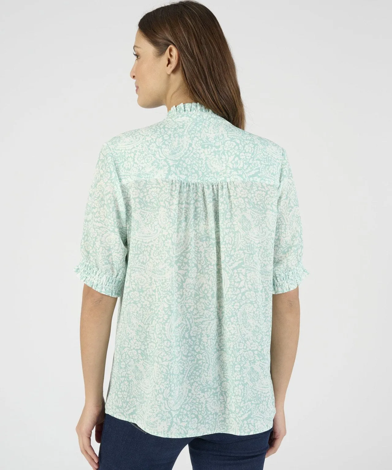 Frill Front Printed Blouse