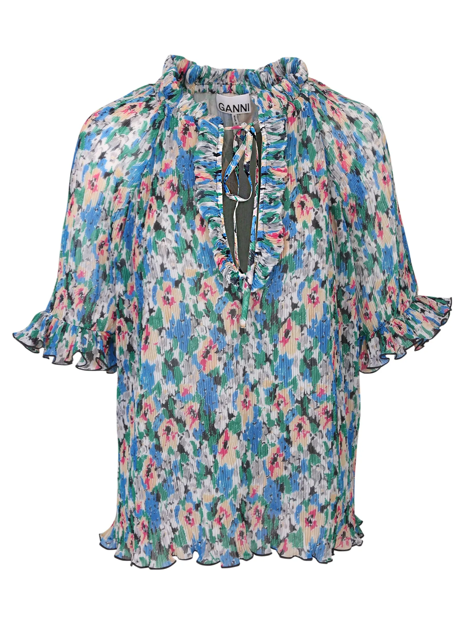 Front Tied Floral Blouse by Ganni