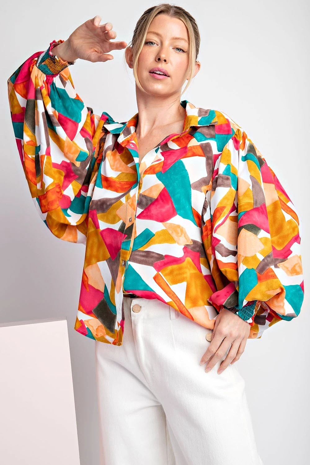 Geometric Print Blouse