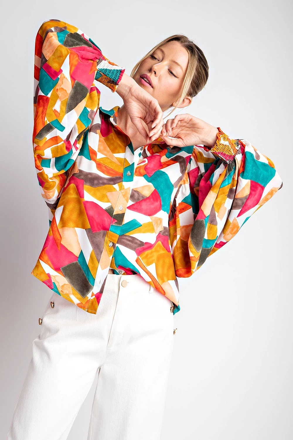 Geometric Print Blouse