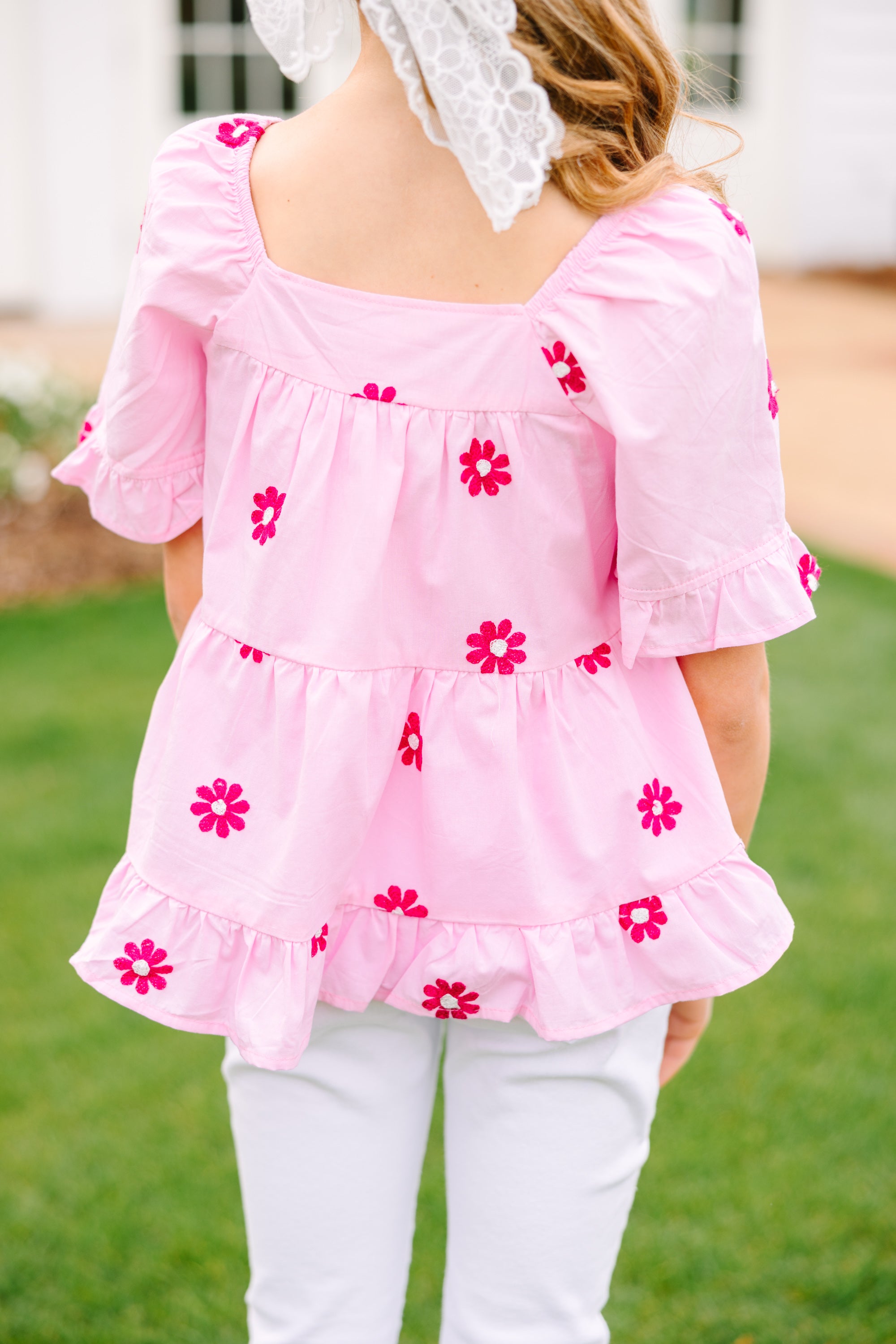 Girls Embroidered Pink Blouse