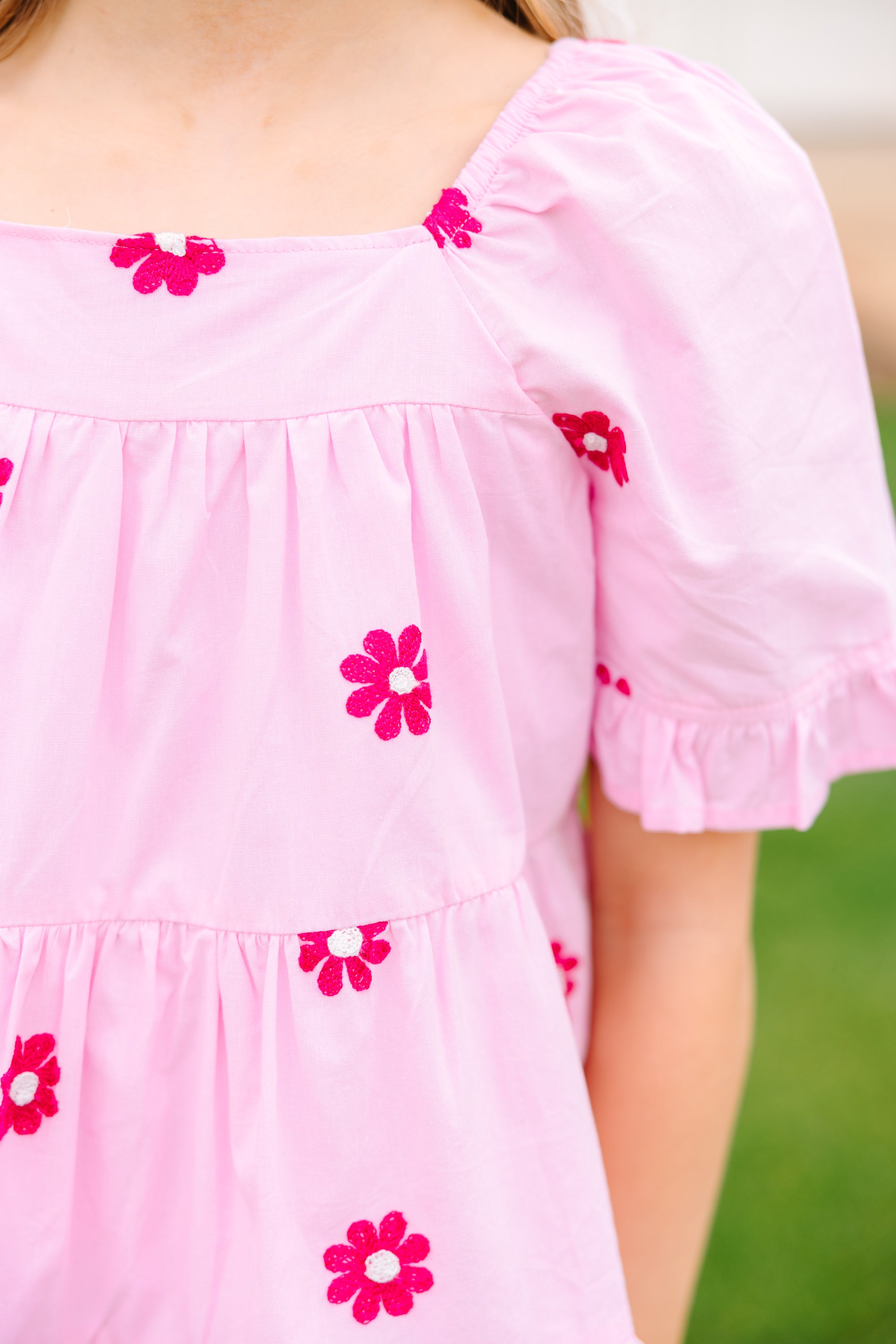 Girls Embroidered Pink Blouse