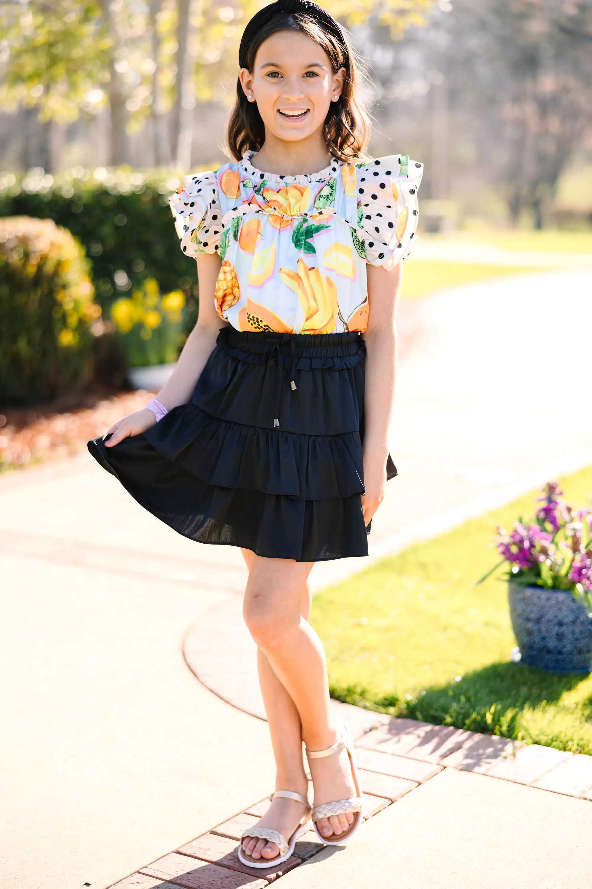 Girls Love Blue Printed Blouse