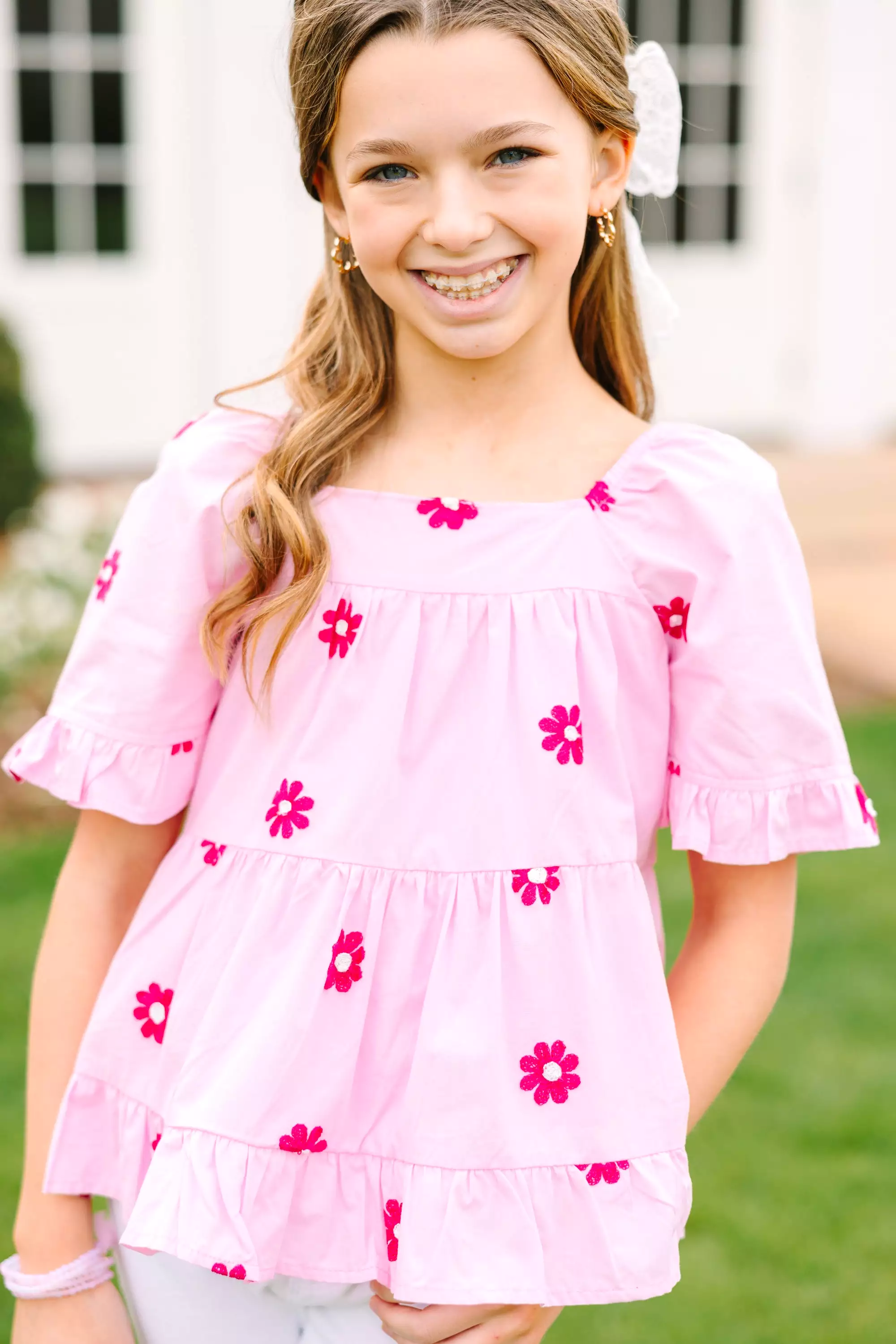 Girls Pink Embroidered Blouse – Shop Now