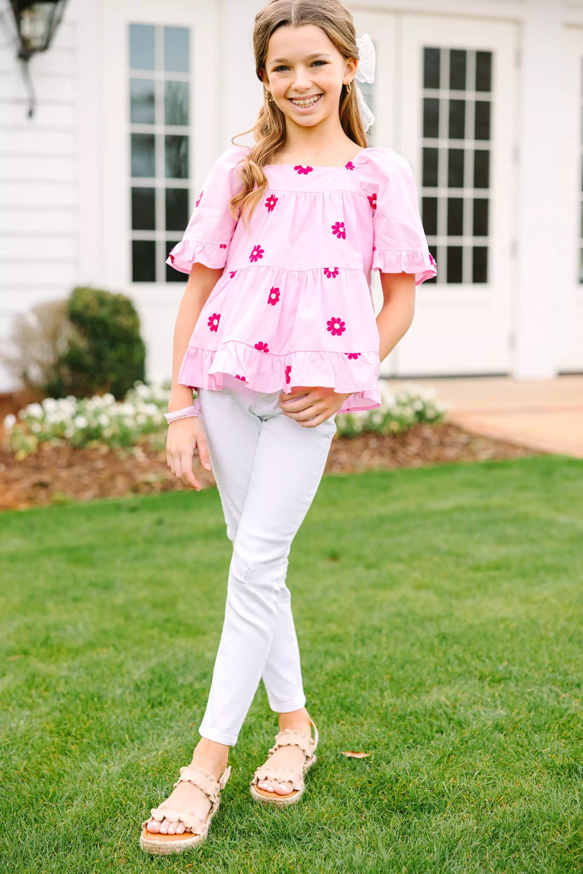 Girls Pink Embroidered Blouse – Shop Now