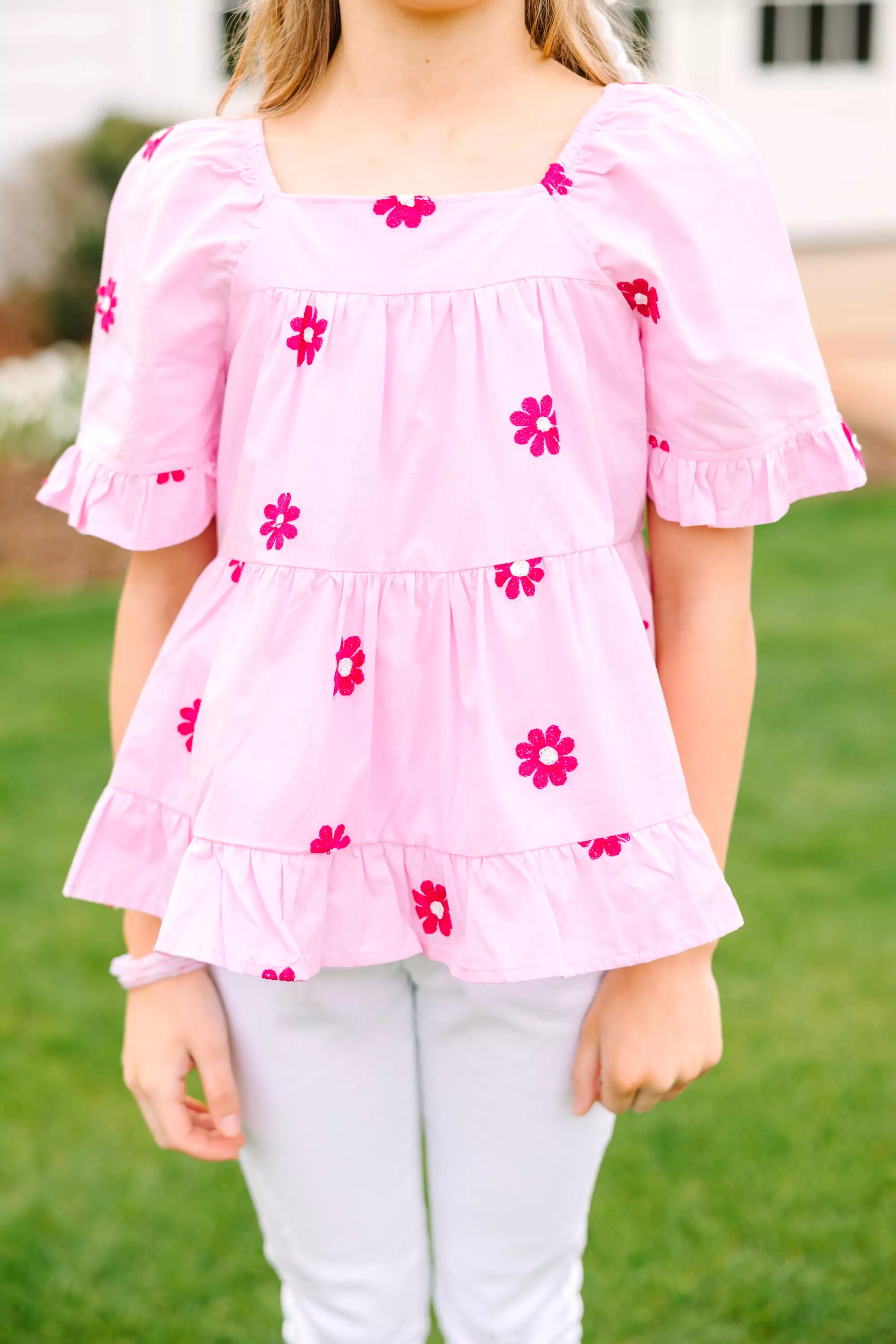 Girls Pink Embroidered Blouse – Shop Now