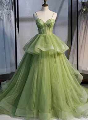 Exquisite Light Green Sweetheart Tulle Formal Dress, Sweet 16 Gown Quinceanera Dress