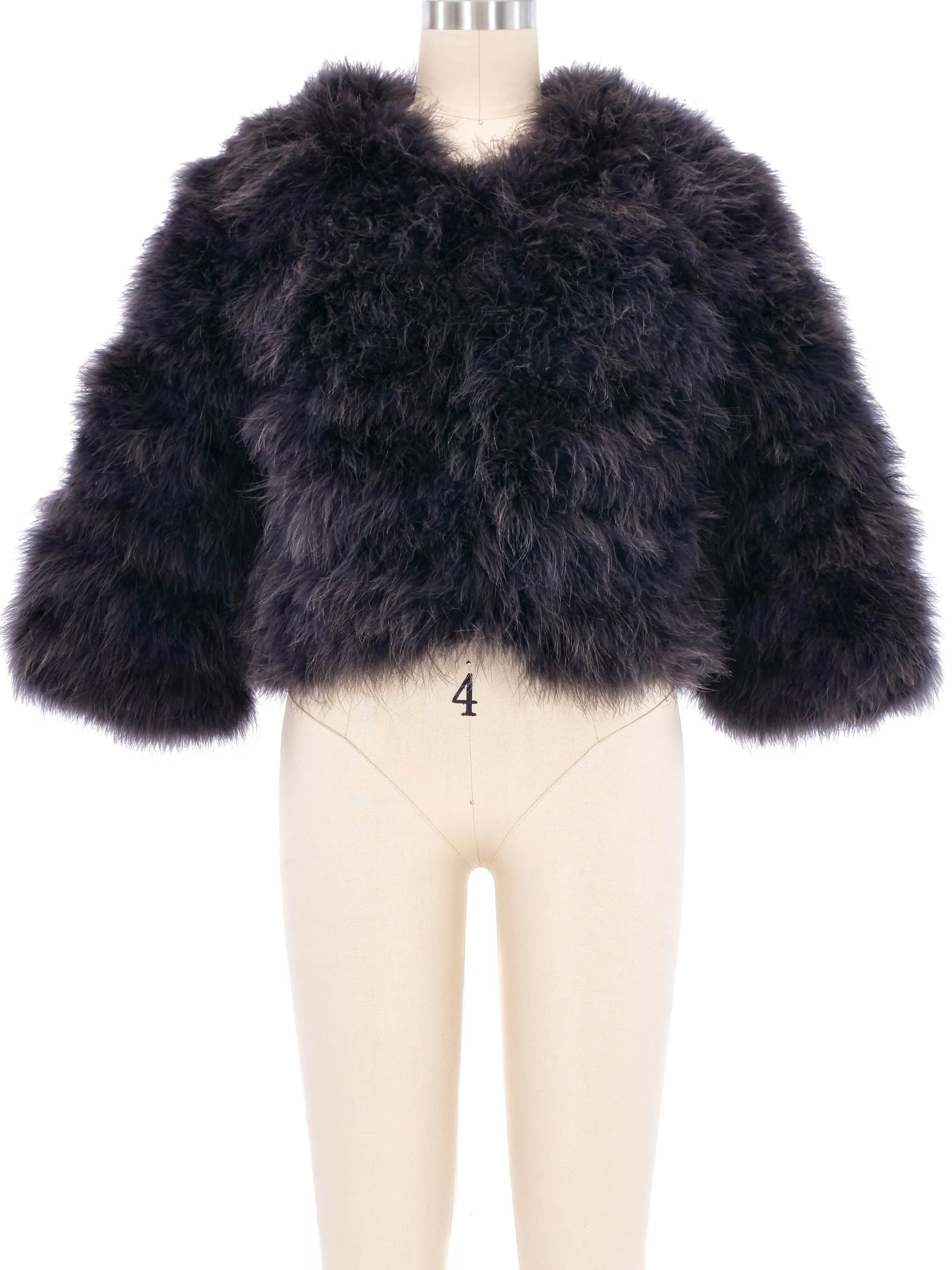 Gray Marabou Crop Jacket