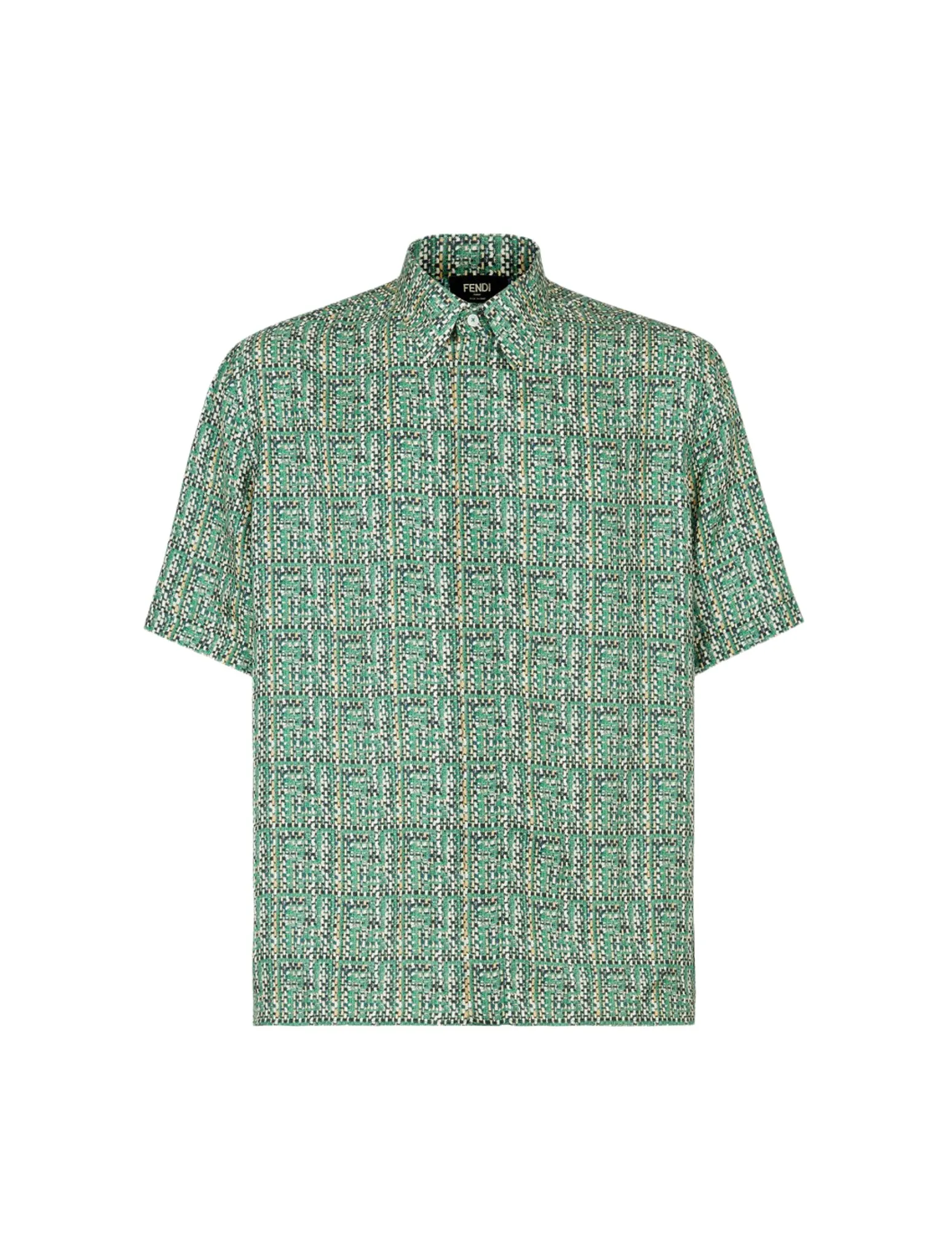 Green silk shirt with FF logo - Shop now