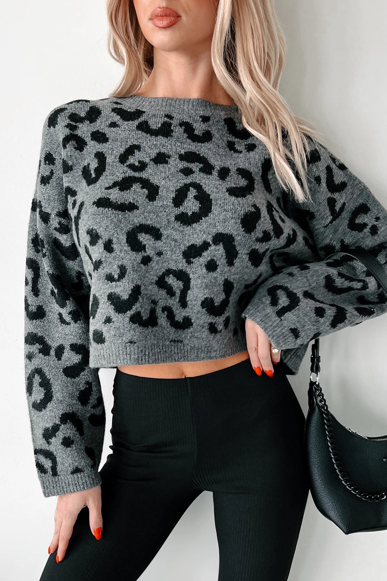 Grey Leopard Print Sweater - Always Fierce