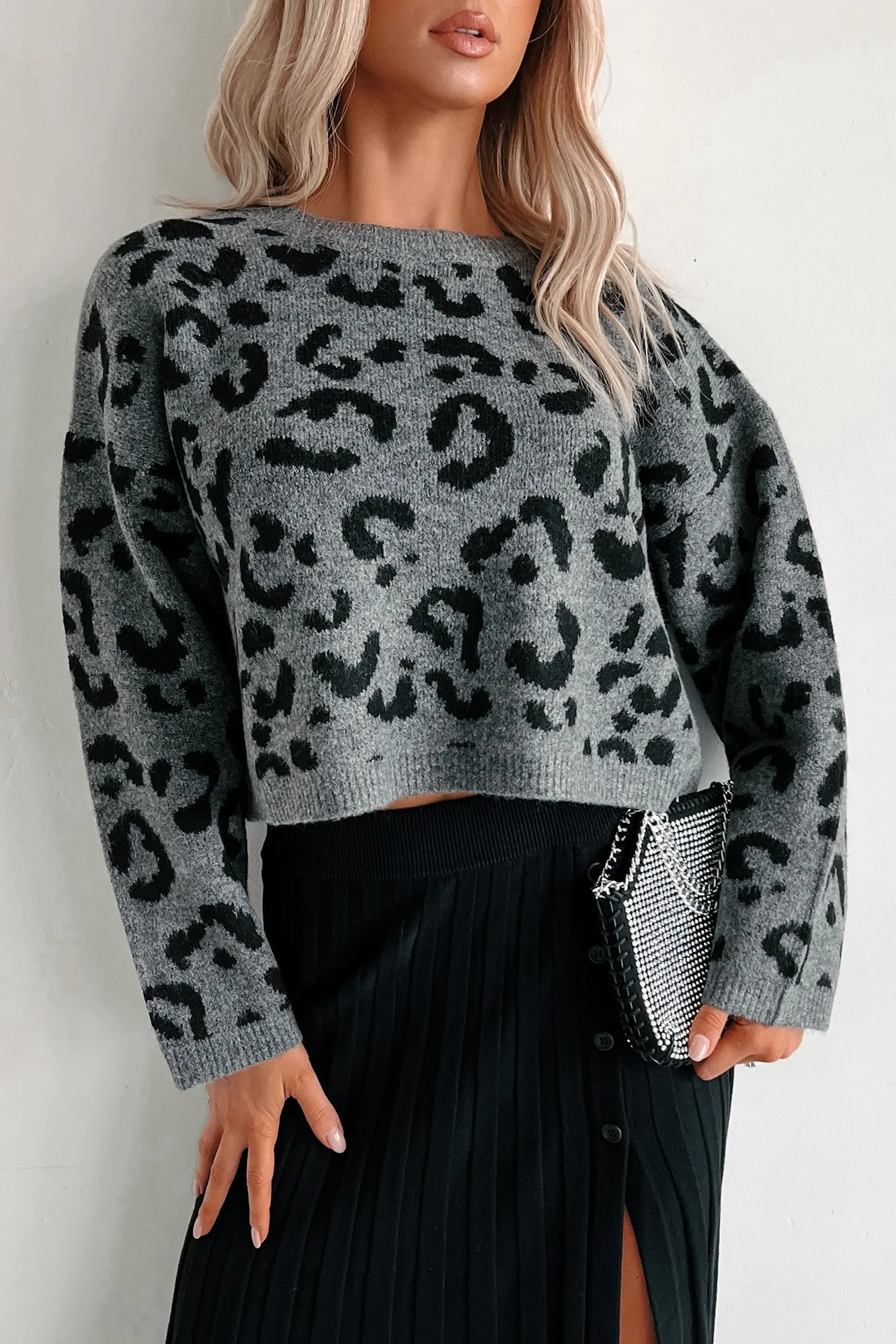 Grey Leopard Print Sweater - Always Fierce