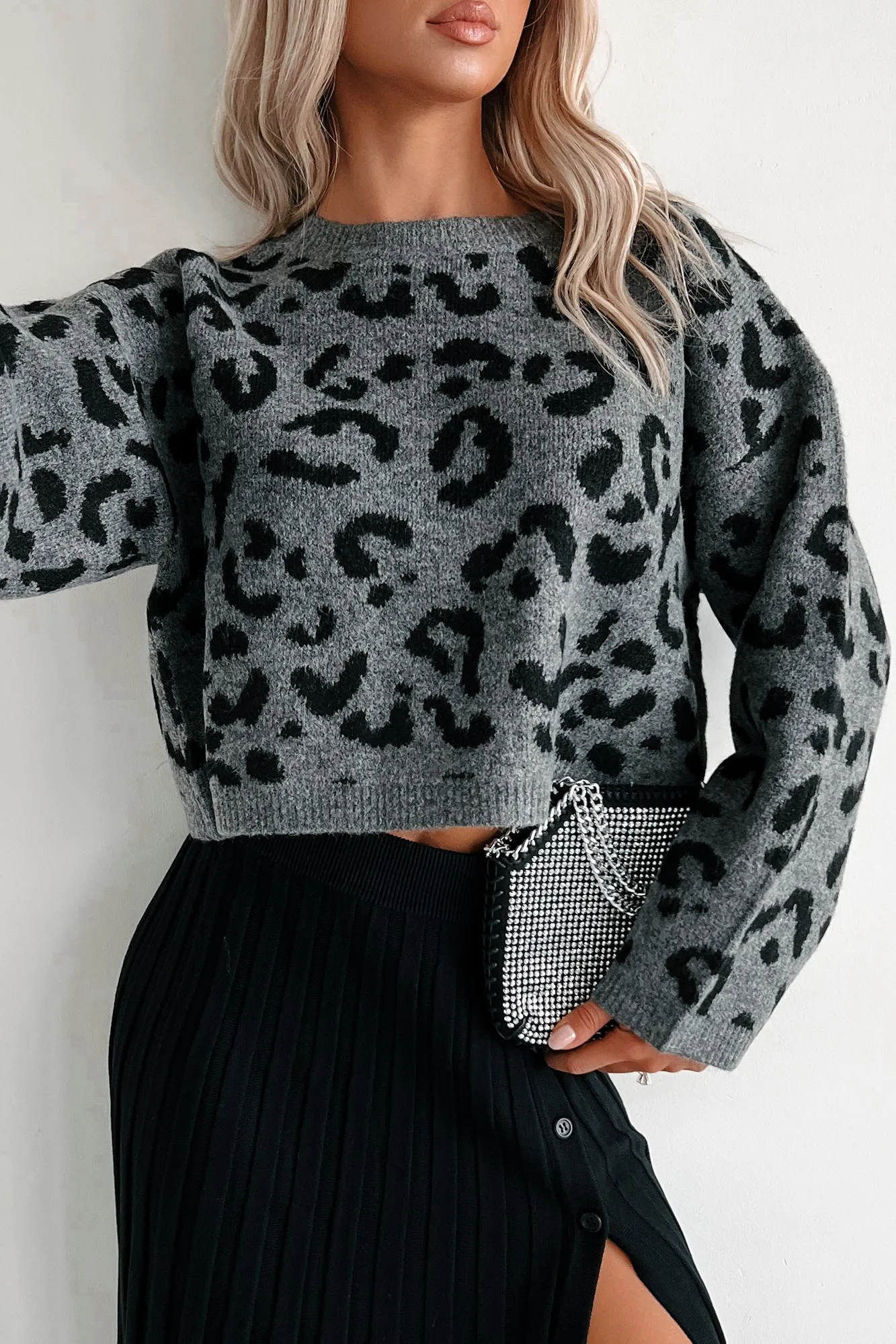 Grey Leopard Print Sweater - Always Fierce