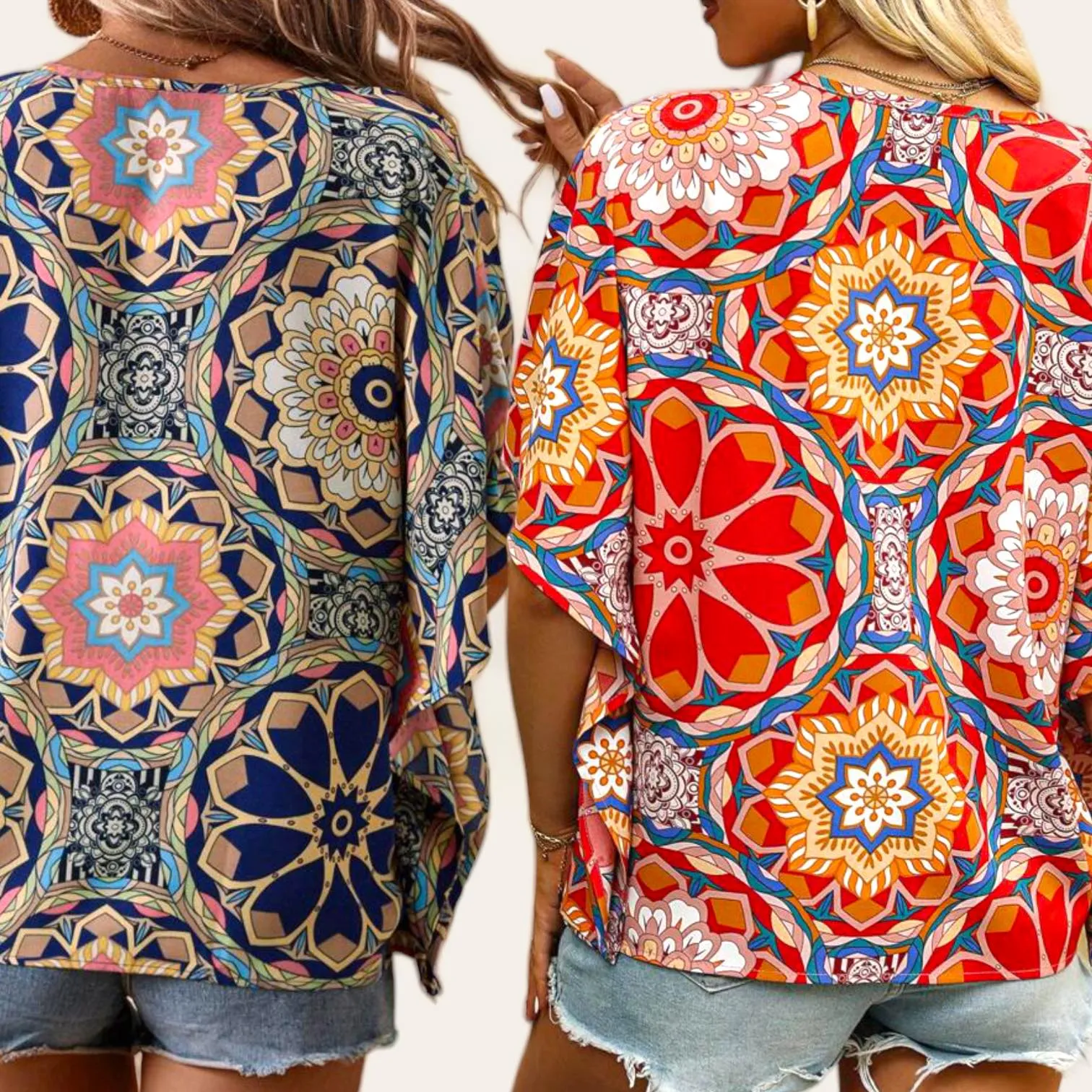 Boho Printed Handkerchief Blouse Top