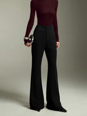 High-Waist Bootcut Pants in Jersey Material