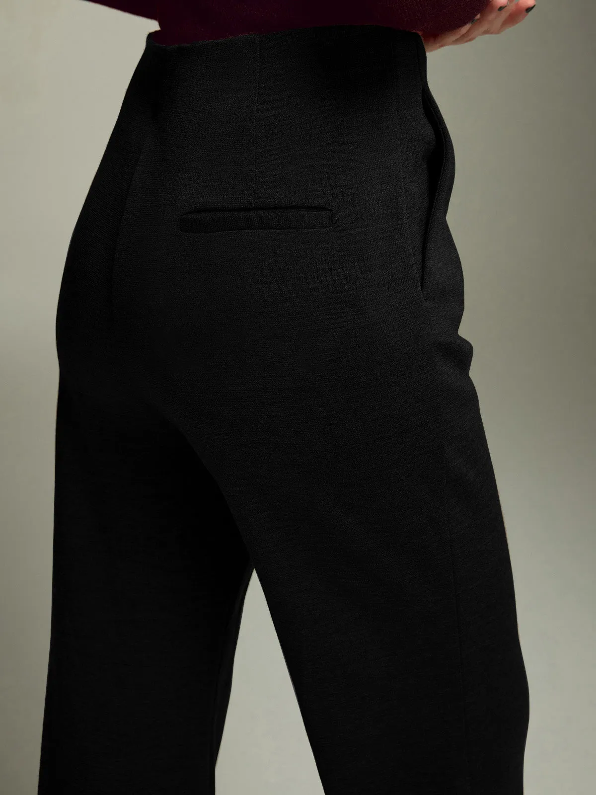 High-Waist Bootcut Pants in Jersey Material