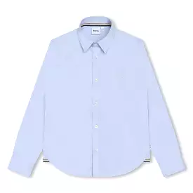 Hugo Boss Boys Blue Long Sleeved Dress Shirt (J25O35-77D)