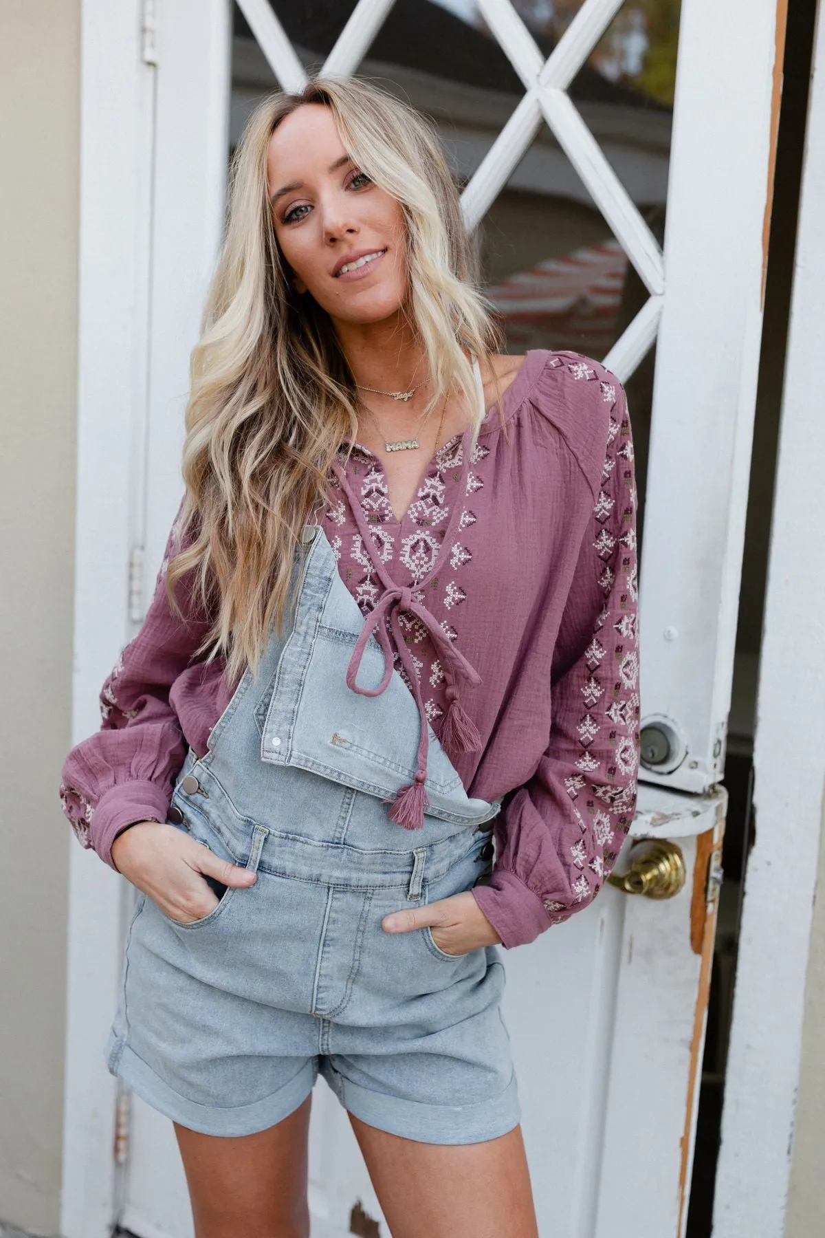 Valley Embroidered Blouse - Dark Mauve