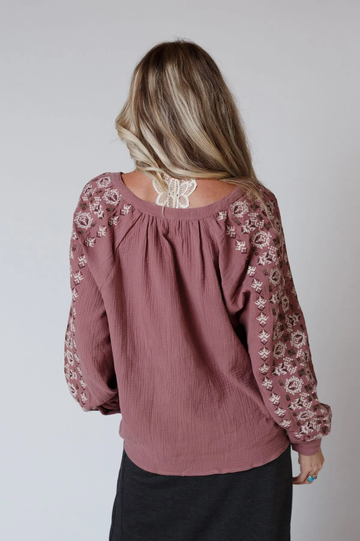 Valley Embroidered Blouse - Dark Mauve