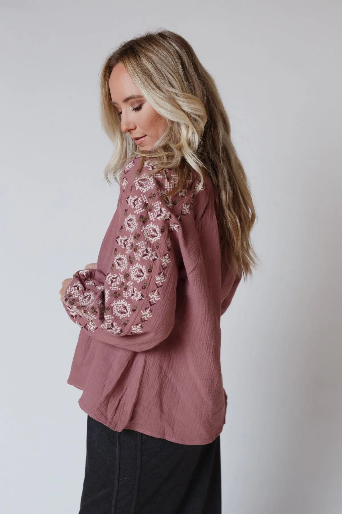 Valley Embroidered Blouse - Dark Mauve