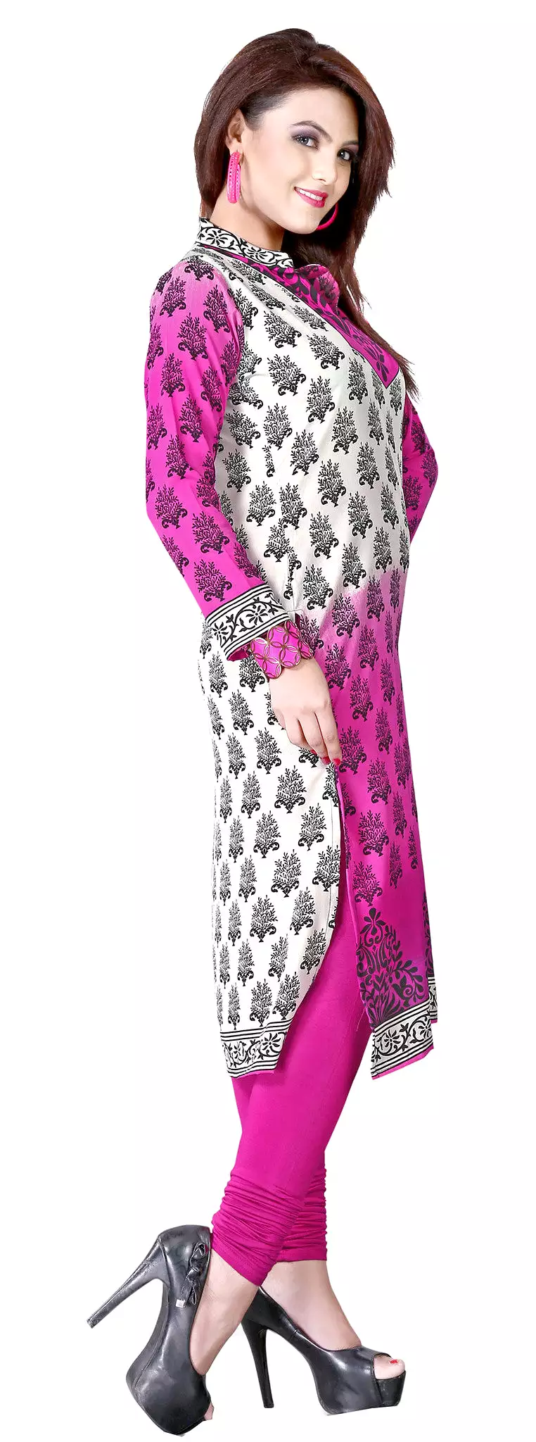 Indian Printed Pink Tunic Top Kurti Blouse for Women - Indian Apparel