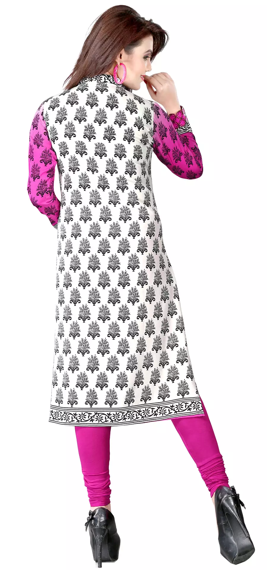 Indian Printed Pink Tunic Top Kurti Blouse for Women - Indian Apparel