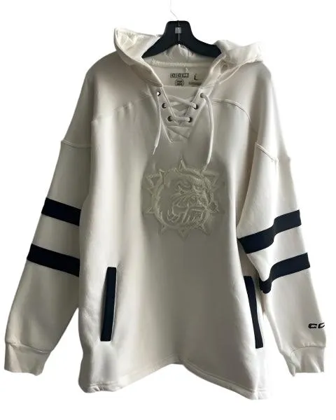 Ivory Shoe-lace Jersey Hoodie