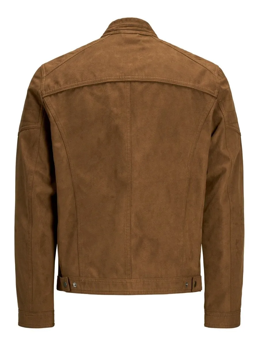 Jack Jones Rocky Biker Faux Leather Jacket Cognac